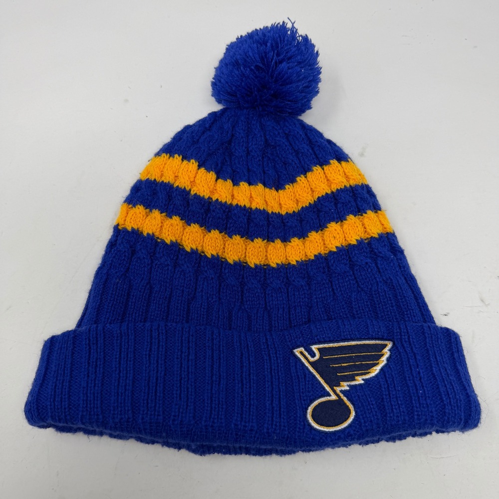 St. Louis Blues Beanie Unisex OS Blue NHL Hockey Pom American Needle EUC